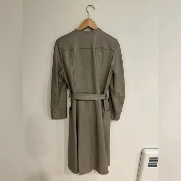 VTG AMBE GENUINE LEATHER BELTED STATEMENT TRENCH COAT S/M - Picture 6 of 11